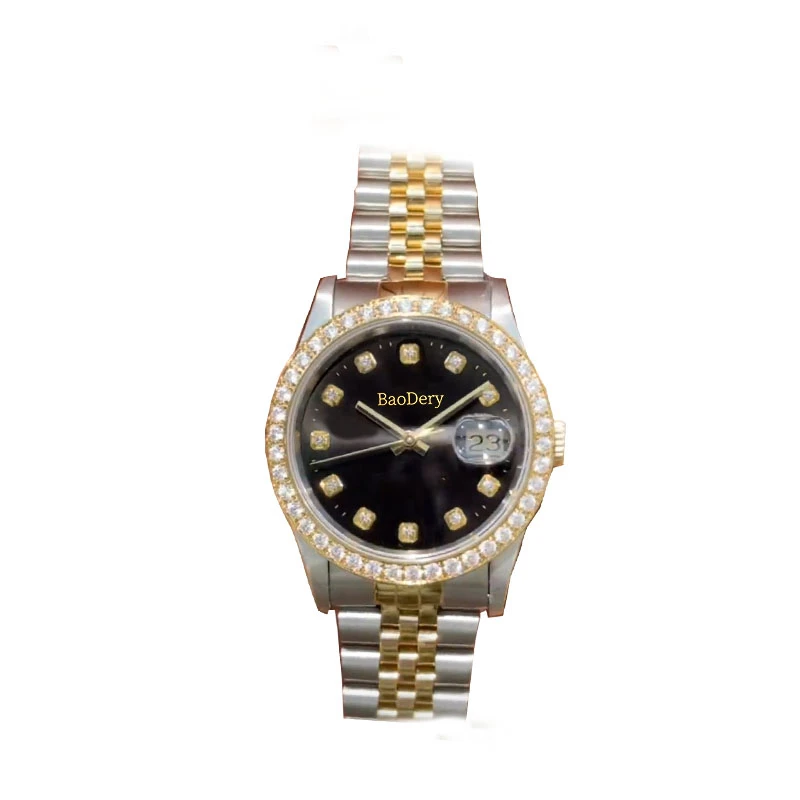 Relógio Dainty com mostrador verde e janela calendário para mulheres, elegância atemporal, 36mm