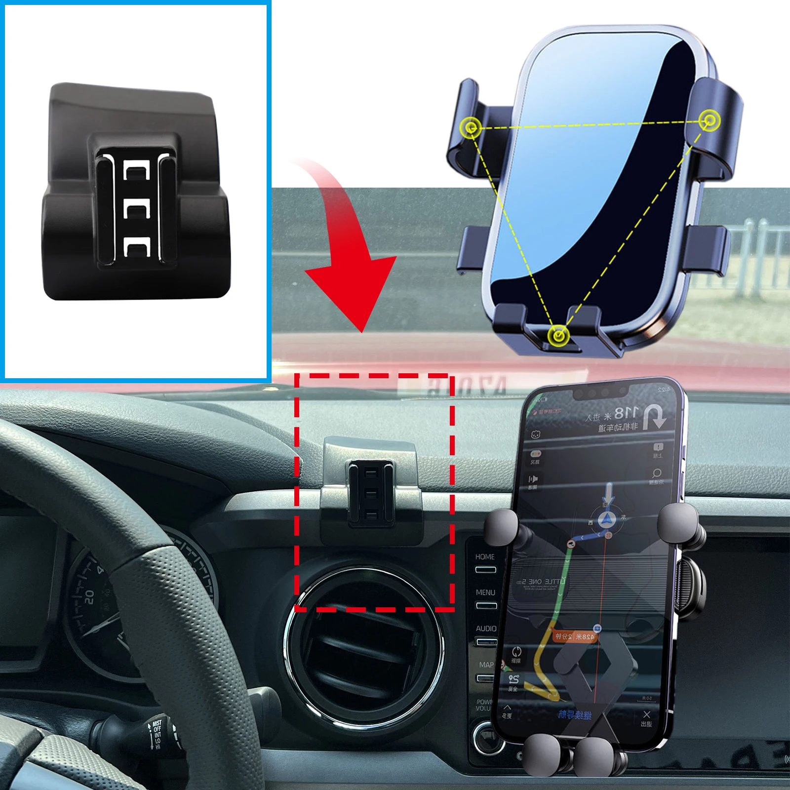 for Toyota Tacoma 2015 2016 2017 2018 2019 2020 2021 2022 Phone Holder Screen Fixed Navigation Bracket Base Wireless Charging