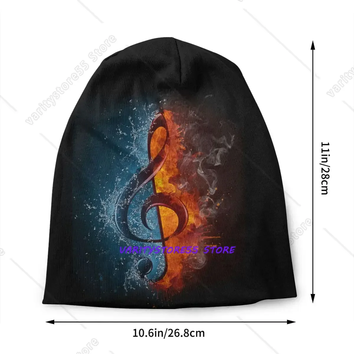 Custom Music Notes In Fire And Water Bonnet Hats Cool Knitting Hat For Men Women Autumn Winter Warm Skullies Beanies Caps