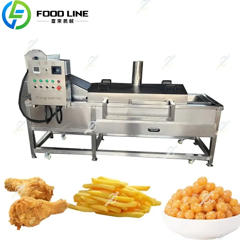 High Capacity Continuous Fryer Production Line Commercial for Banana Chips Gnut Peanut Stainless Steel Efficient
