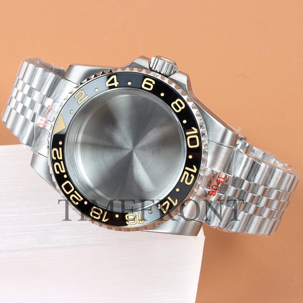 Fit Modified Seiko NH35 40MM Watch Case Classic 24 Hours Ceramic Bezel For GMT NH34 NH35 NH36 NH38 Movement 28.5mm Dial Jubilee image 3