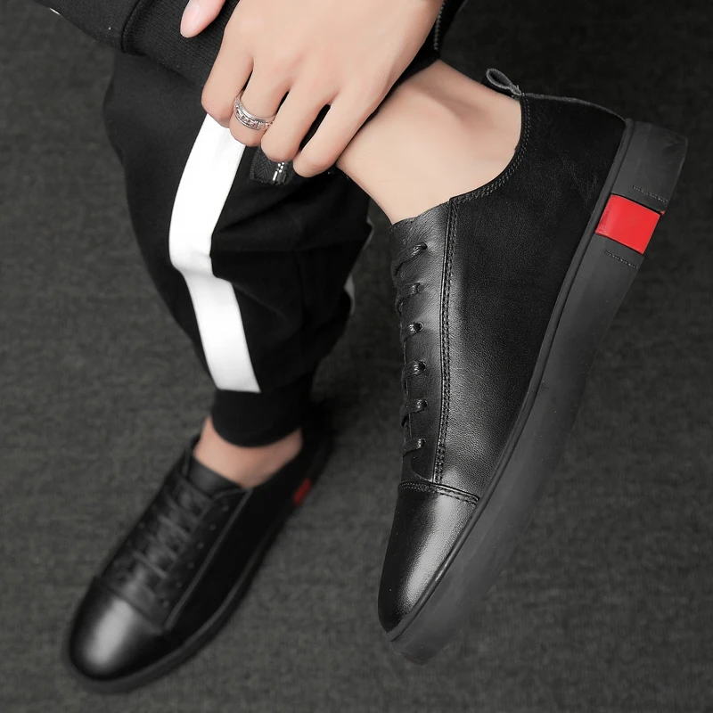 Soft Sole Lace Up Oxford Shoes Sneakers Casual Leather Outdoor Shoes Non-Slip Mens Shoes Handmade Leisure Walk Footwear Sneakers