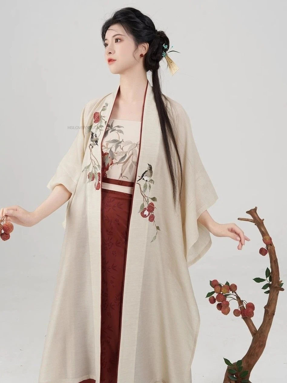 

Song Dynasty-style Hanfu women's three-piece Set Changgan Embroidery Skirt National Style Summer Autumn Vintage Flowers Hanfu