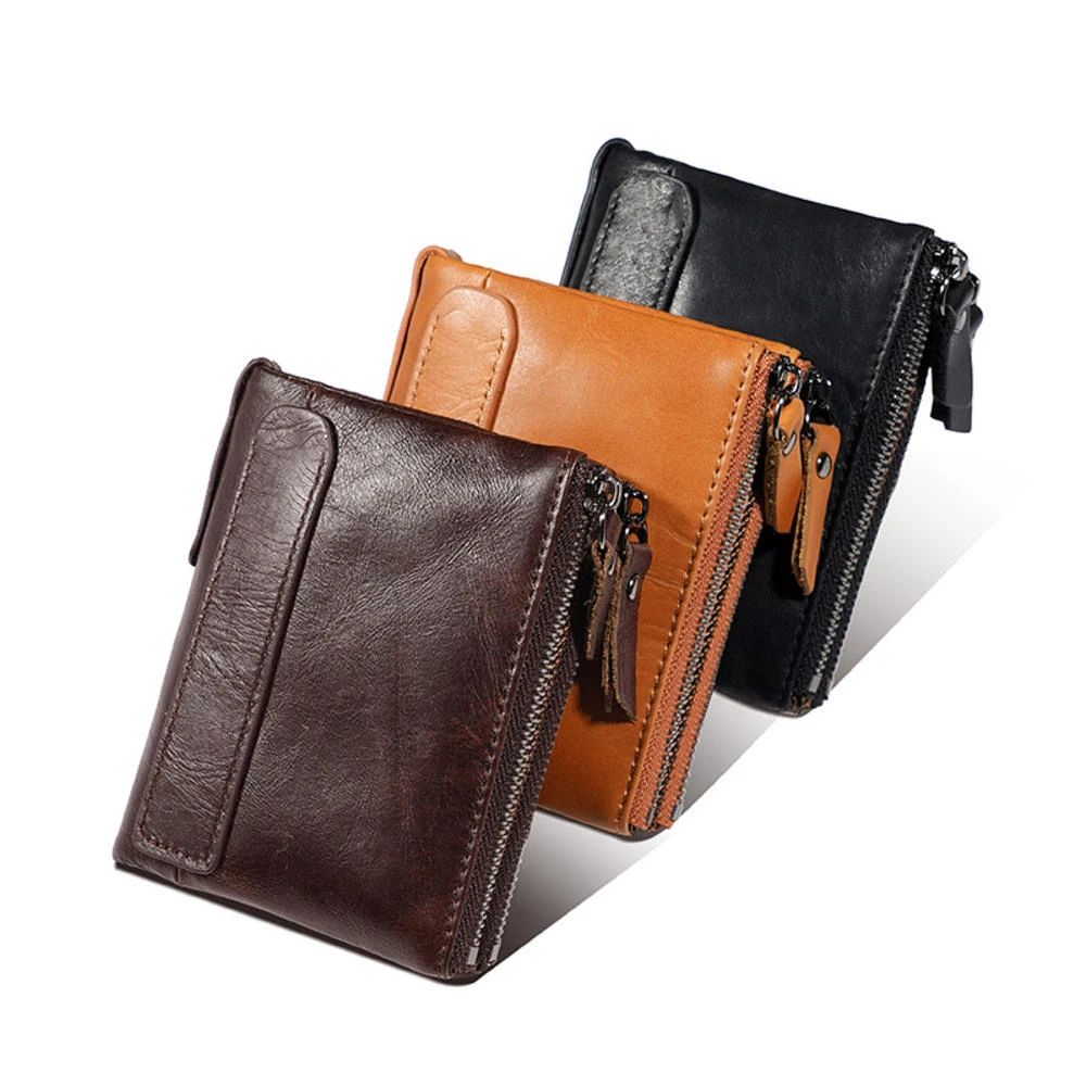 

Cowhide Men's Business Wallet Oil Wax Leather Male Wallet Anti-theft Brush Short Money Bag Driver's License Cover Card Holder