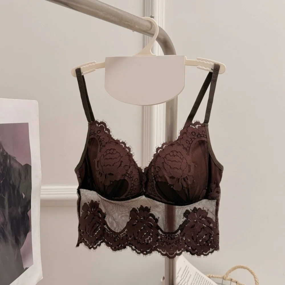 

Elegant Mesh Lace Camisole Transparent Flower Lace Corset French Sleeveless Suspender Vest Travel