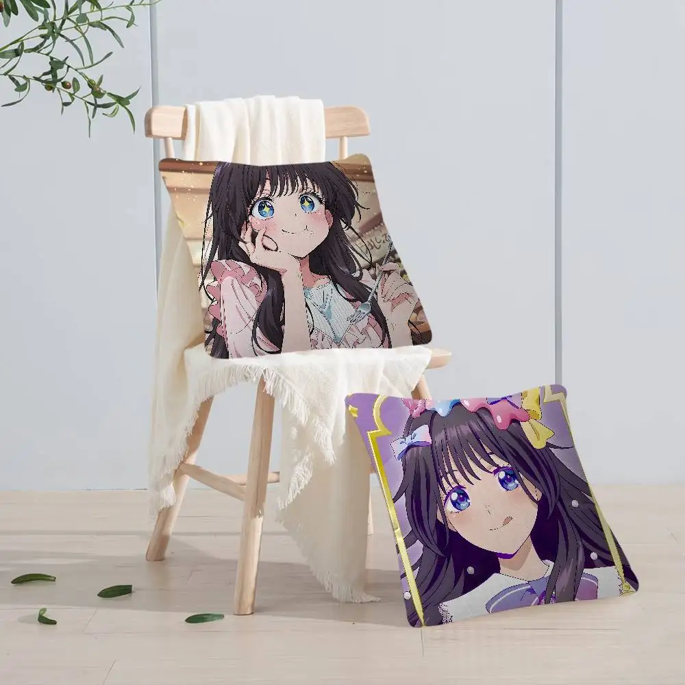 جديد K-Kaoruko Waguri وسادة تغطي الكرتون أريكة ديكور المنزل على الوجهين الطباعة قصيرة أفخم لطيف غطاء الوسادة