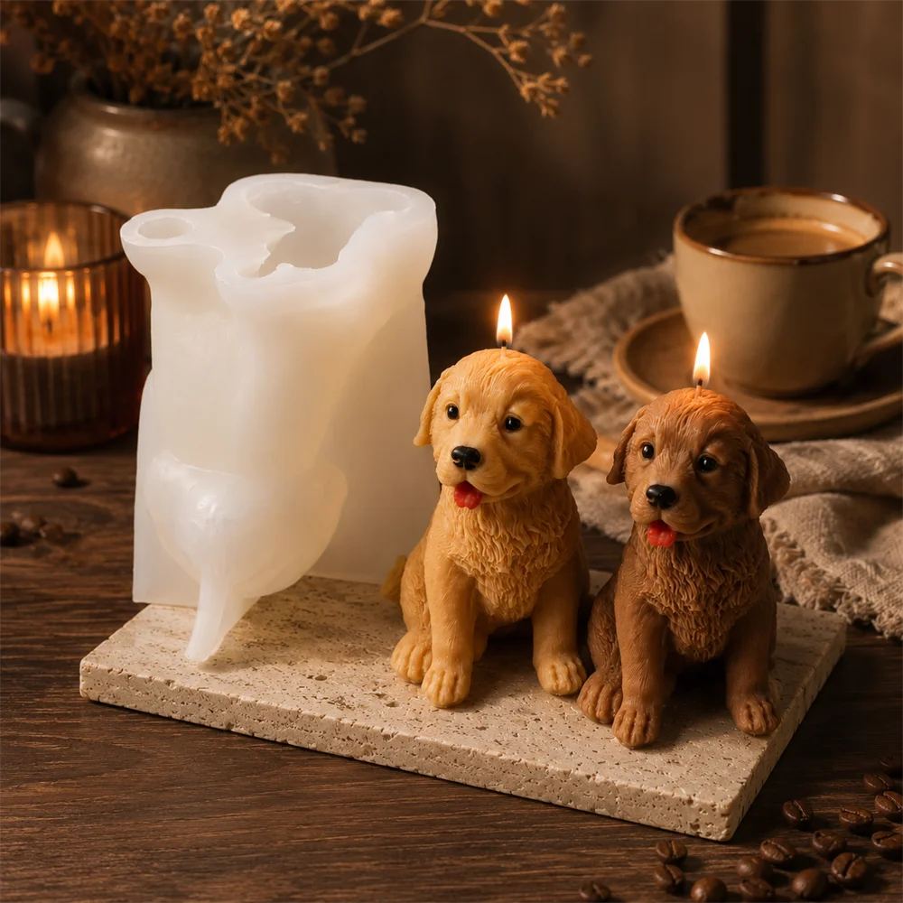 Golden Retriever Silicone Candle Mold DIY Dog Candle Mold for Soy Wax Aromatherapy Candle Making Plaster Soap Home Decor Gift view 5