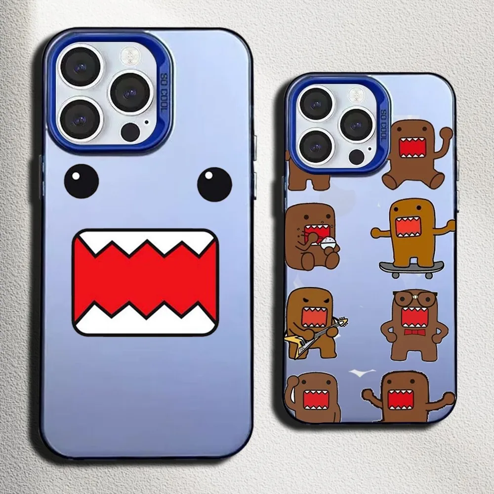 

Cute Domo-kun Phone Case For iPhone 16,15,14,13,12,11,Mini,Pro,SE,MAX Blue Matte Silicone Cover
