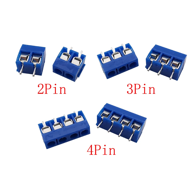 50Pcs PCB Terminal Block Connector Pitch 5.0mm KF301 Straight Pin 2P 3P 4Pin Screw PCB Terminal Blocks Connectors Assortment Kit