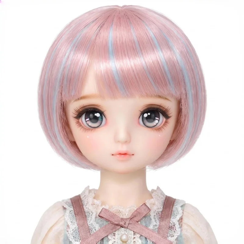 JD452 1/8 1/6 1/4 1/3 Short Round Bobo Cut Synthetic Mohair BJD Wigs  5-6" 6-7" 7-8" 8-9" OB11 YOSD MSD SD DOD Accessorie
