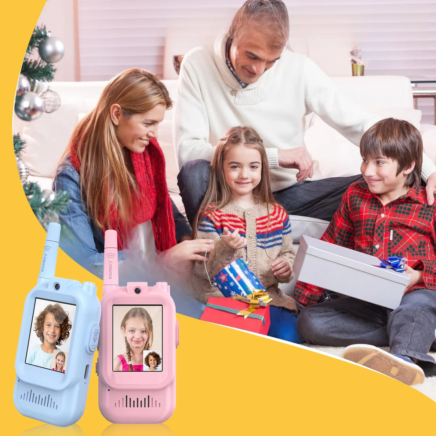 2 قطعة فيديو للأطفال لاسلكي تخاطب 2 "HD شاشة USB-C قابلة للشحن بنقرة واحدة HD دعوة الاتصال الداخلي الأطفال بنين بنات هدايا عيد #6