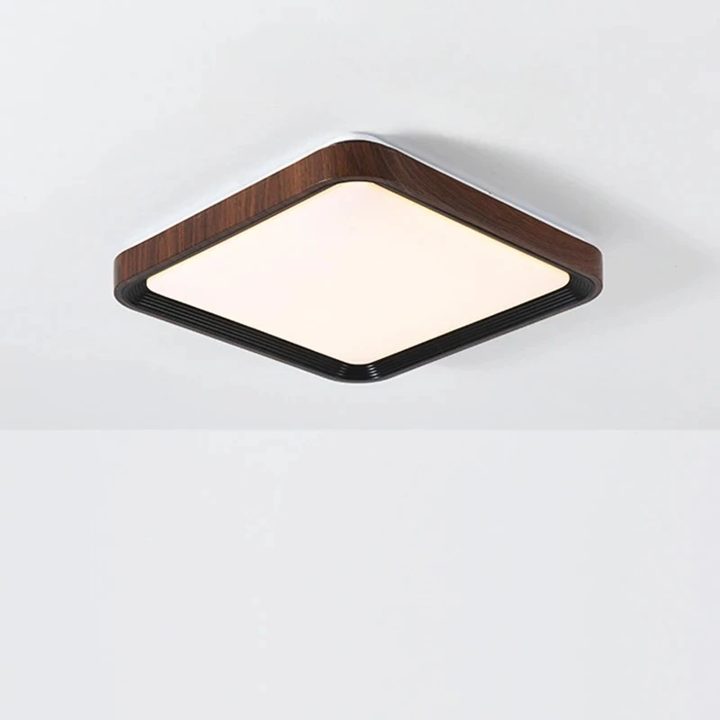 Modern Thin Geometry Shape Ceiling Lamp Wood Grain Ceiling Light  Bedroom Round Square Acrylic Lustre Indoor Lighting Fixture