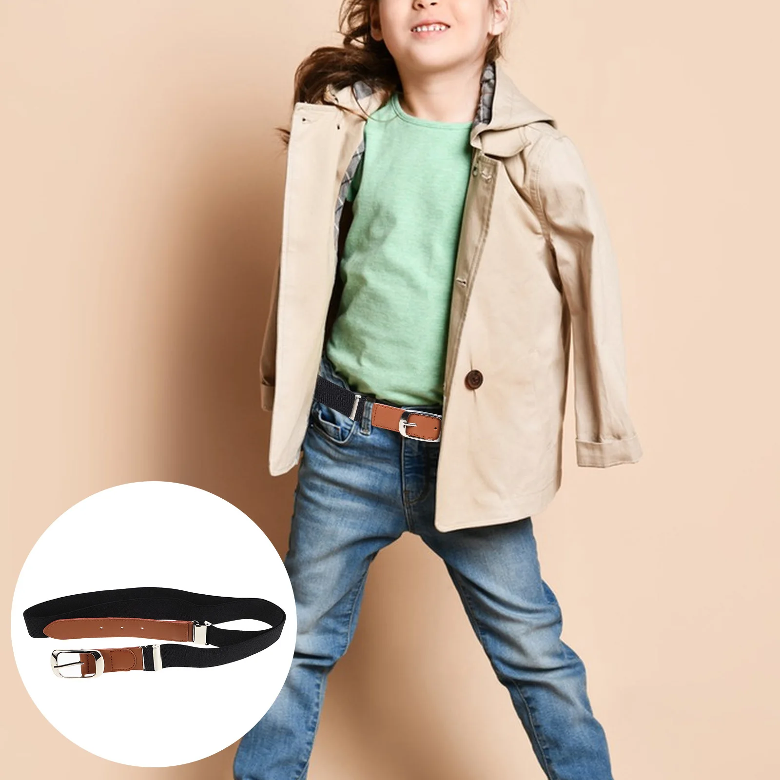 

Elastic Waist Belt For Teens Adjustable Stretch Sport Belt School Uniform Daily Athletic Outfit