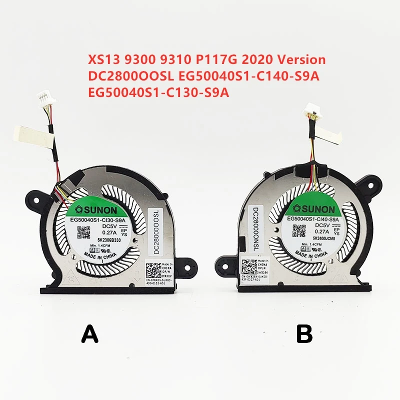

Brand New Original Laptop CPU GPU Cooling Fan For Dell XS13 9300 9310 P117G 2020 DC2800OOSL EG50040S1-C140-S9A