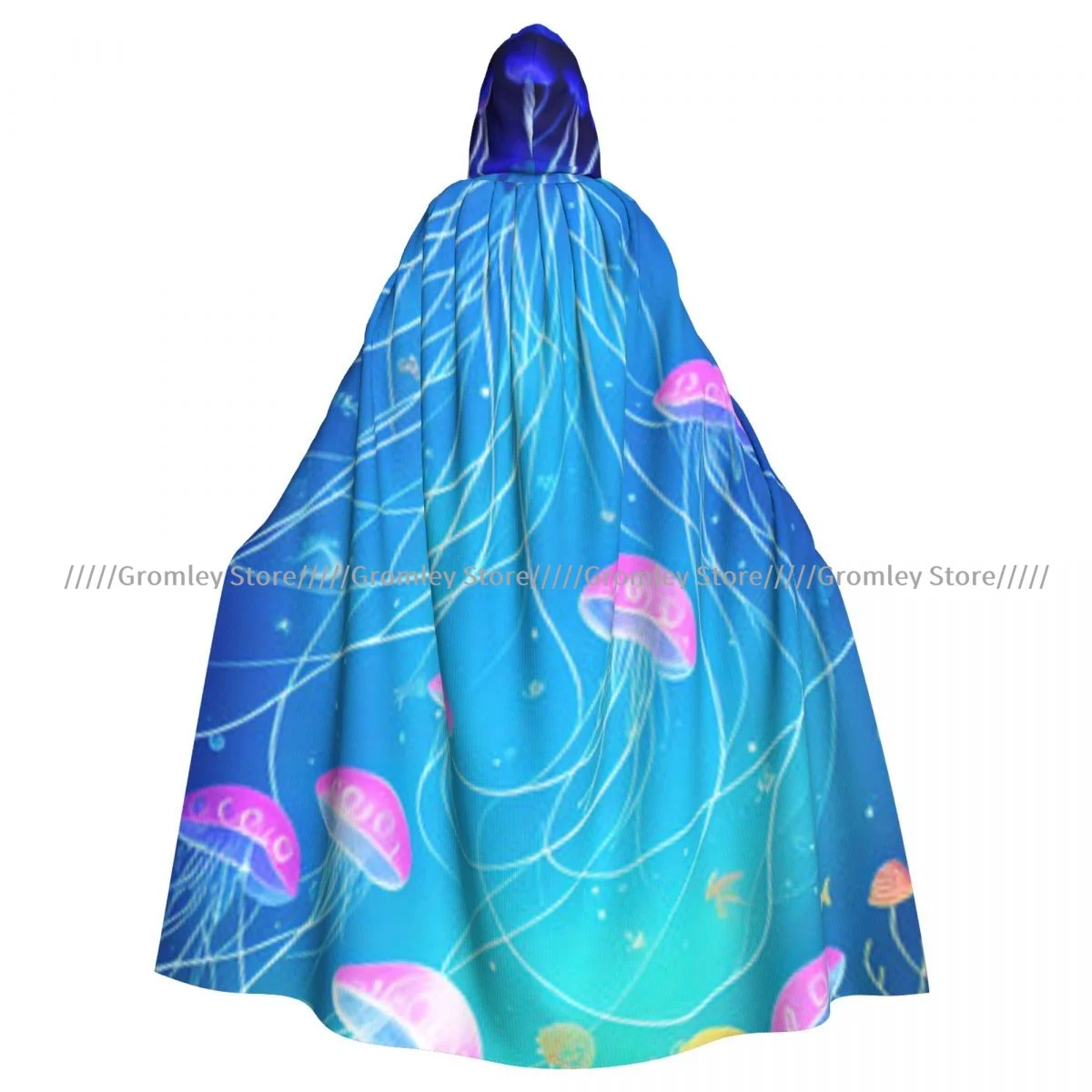 Medieval Halloween Cosplay Cloak Hooded Coat Jellyfish In The Ocean Cape Coat Long Trench Costume Wizard Cloak