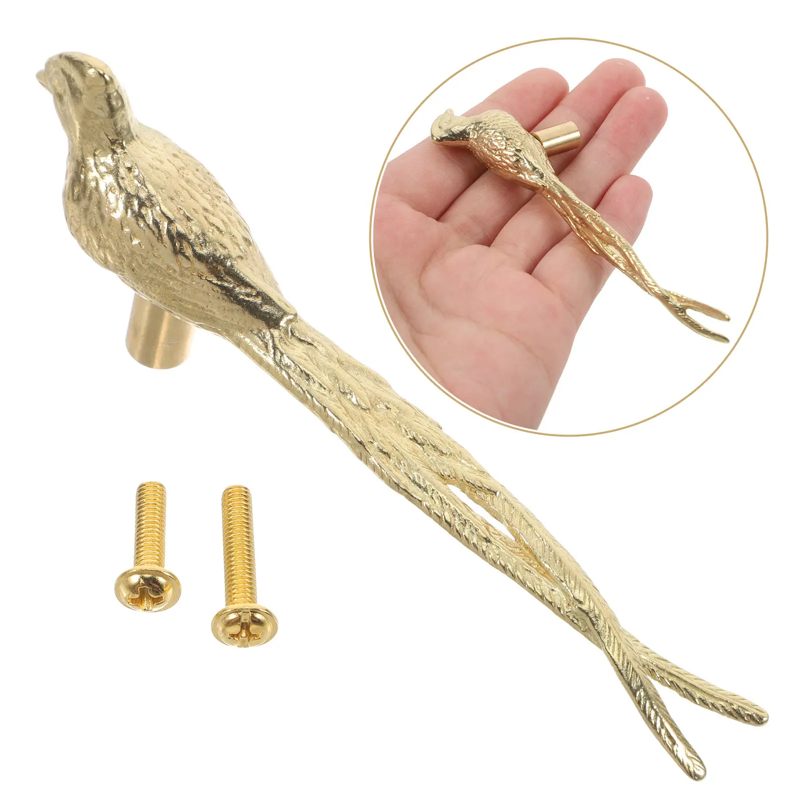 

Латунная ручка-птица для ящиков, длиннохвостая ручка-птица для шкафов, декоративные дверные ручки для комодов, тумб и мебельной фурнитуры