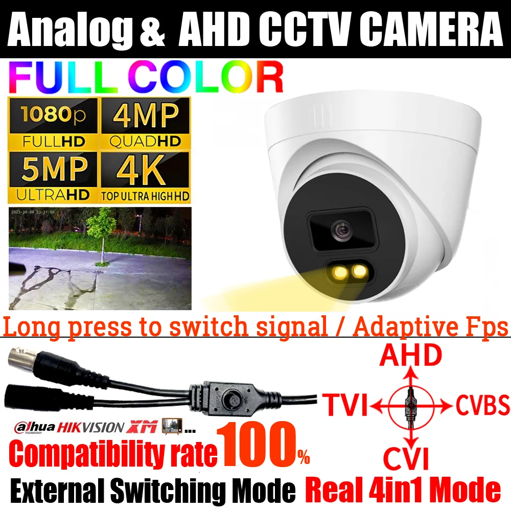 

5MP 4M 4K 1080P AHD Full Color Camera CCTV Auto Luminous Analog TVI/CVI 4in1 OSD Cable Digital Ultra HD Indoor Security Monitor