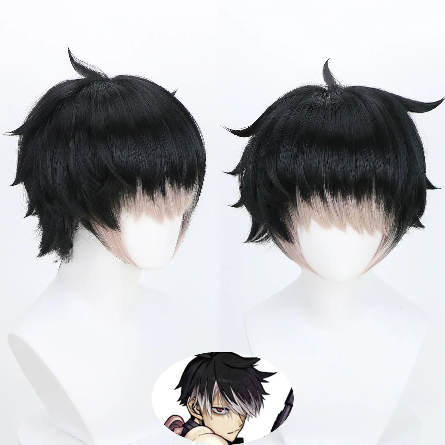 Монстр No. 8. Парик для косплея Minghai String, многослойный, одноразовый, с защитой от наклона, двухцветный Монстр No. 8. Парик для косплея Minghai String, многослойный, одноразовый, с защитой от наклона, двухцветный