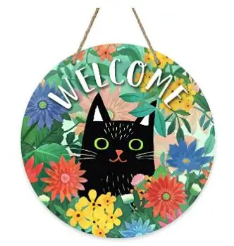 Cats, daisies, flowers, and wooden door signs are used for outdoor porches, seasonal summer farmhouses, Door Sign for Bedroom