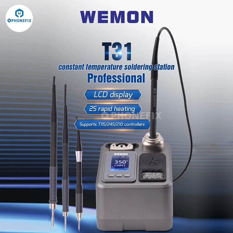 WEMON T31 Soldering Iron Station 120W 2S Heating C210 T245 T115 Electronic Welding Rework Station for Phone Repair Welding Tools