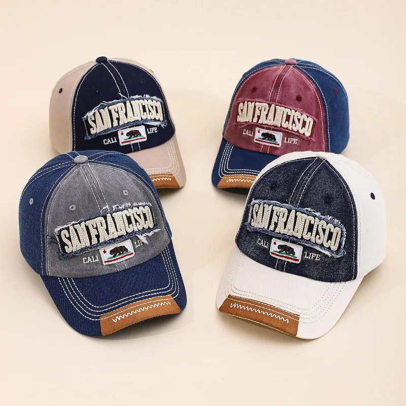 1 Stück Vintage-Baseballkappe mit Buchstabendruck, DistressFashion Minimalist Dad Hat, leicht, verstellbare Größe, geeignet für Outdoor, Alltag