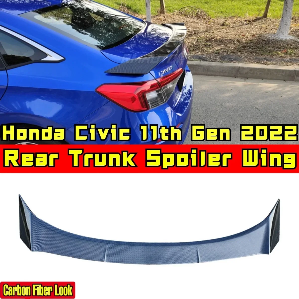 For Honda Civic 11th Gen 2022 Body Kit Rear Trunk Wing Carbon Fiber Look Falcon Style Car Rear Wing Rear Spoiler Car Accessories