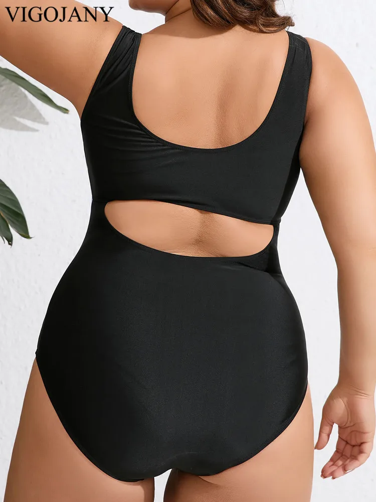 VigoJany 2024 Sexy Print Patchwork Plus Size Swimwear Women Strapped Large Curvy One Piece Swimsuit Chubby Lady Big Bathing Suit