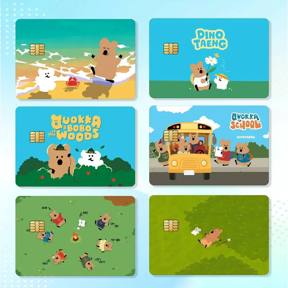 Cute D-Dinotaeng Waterproof Card Stickers For Credit Cards Debit Cards And Transit Cards 4pcs