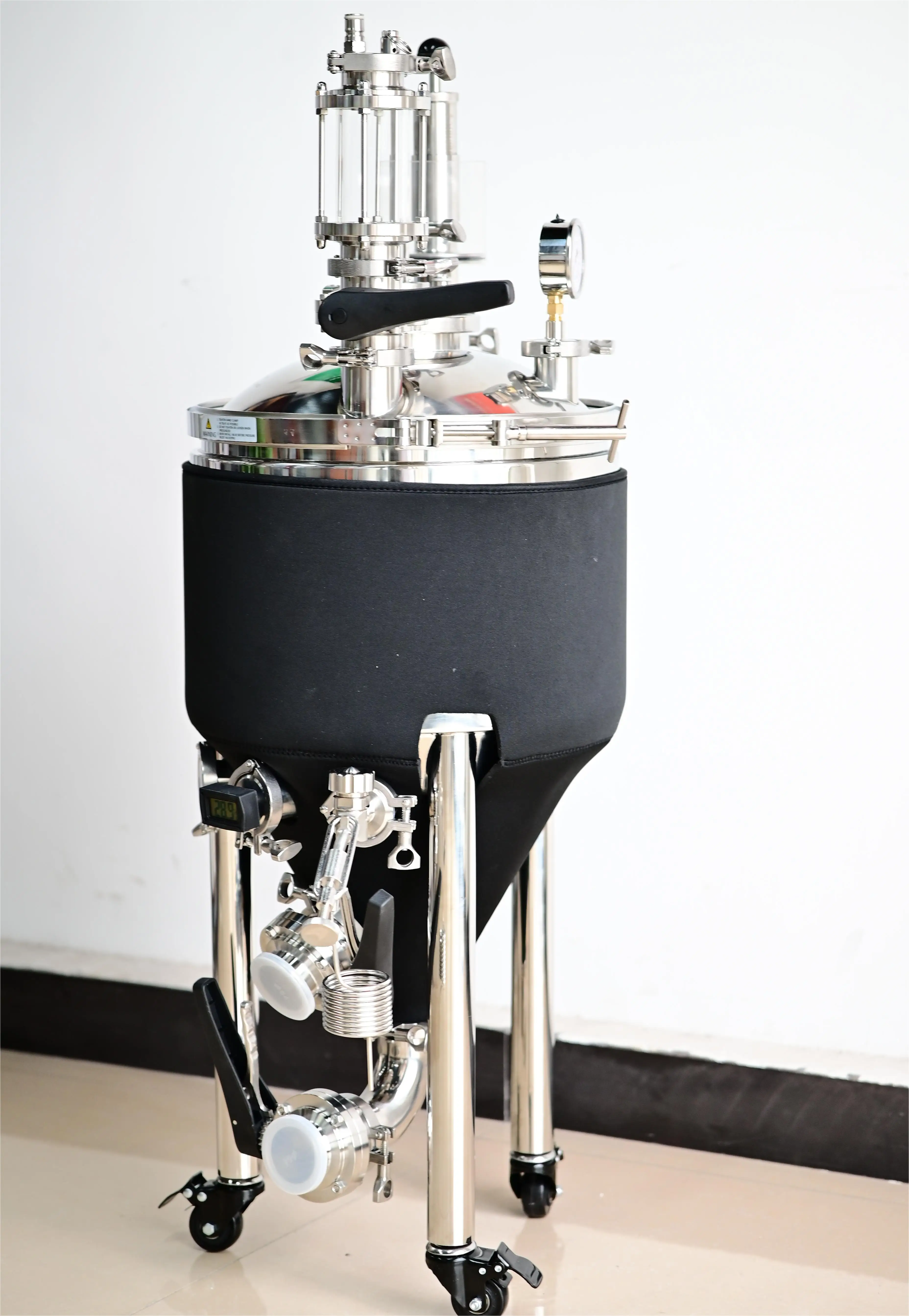 Mobile Yogurt Wine Beer Fermentation Tank 30L Small Conical Fermenter Stainless Steel 304 Industrial