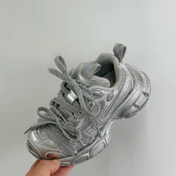 Scarpe per bambini Autunno Bambino Ragazzi Scarpe Sport di marca Scarpe da ginnastica da corsa Bambini Ragazze Moda Scarpe Lacci Cristalli Appartamenti Suola morbida