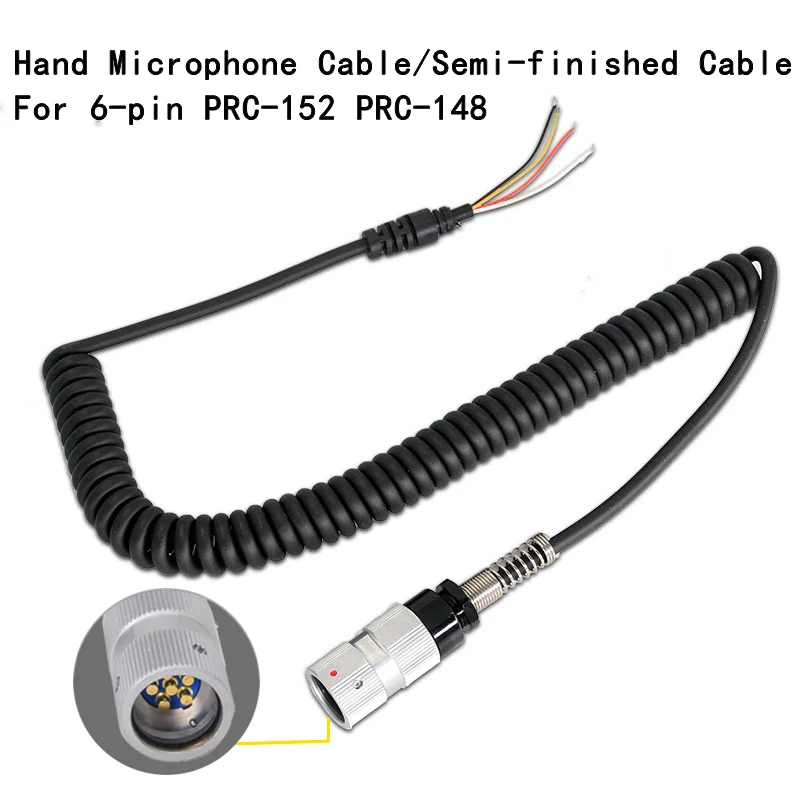 6PIN Radio Speaker Mic Cable For AN/PRC-148 PRC-152A PRC-152 Tactical Walkie talkie Shoulder Mic Hand Microphone Replace Cable