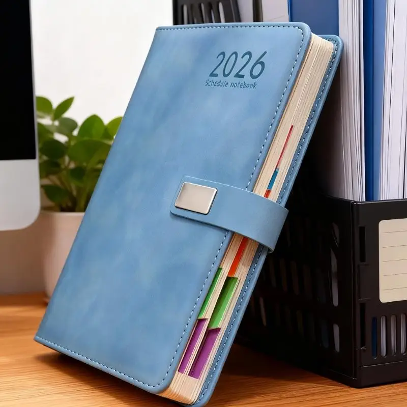 Y1UB 2026 Daily Journal Notebook 400 Pages Dated PU Leather Academic Planner with Colored Monthly Labels Closure