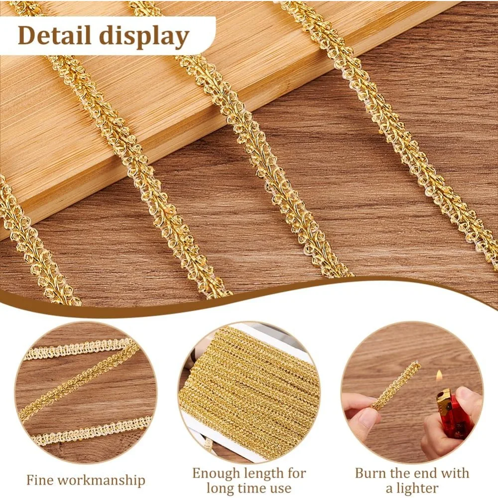 27.3 ياردة معدنية الأعرج جديلة تقليم 1/4 بوصة حريش الزخرفية البوليستر التمرير الخياطة الدانتيل ل زي Crafts بها بنفسك الحرف ديكور