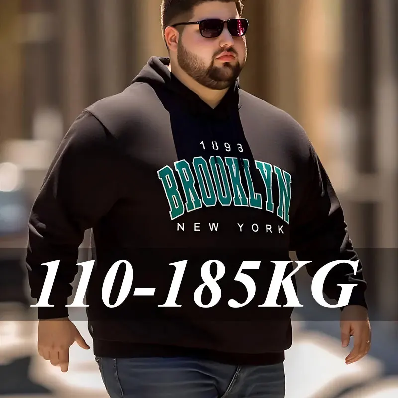 1898 Brooklyn Bedruckte Herren-Kapuzenpullover in Übergröße, 110–185 kg, Rundhalsausschnitt, modisches Oversize-Sweatshirt, modische Herbst-Männerkleidung