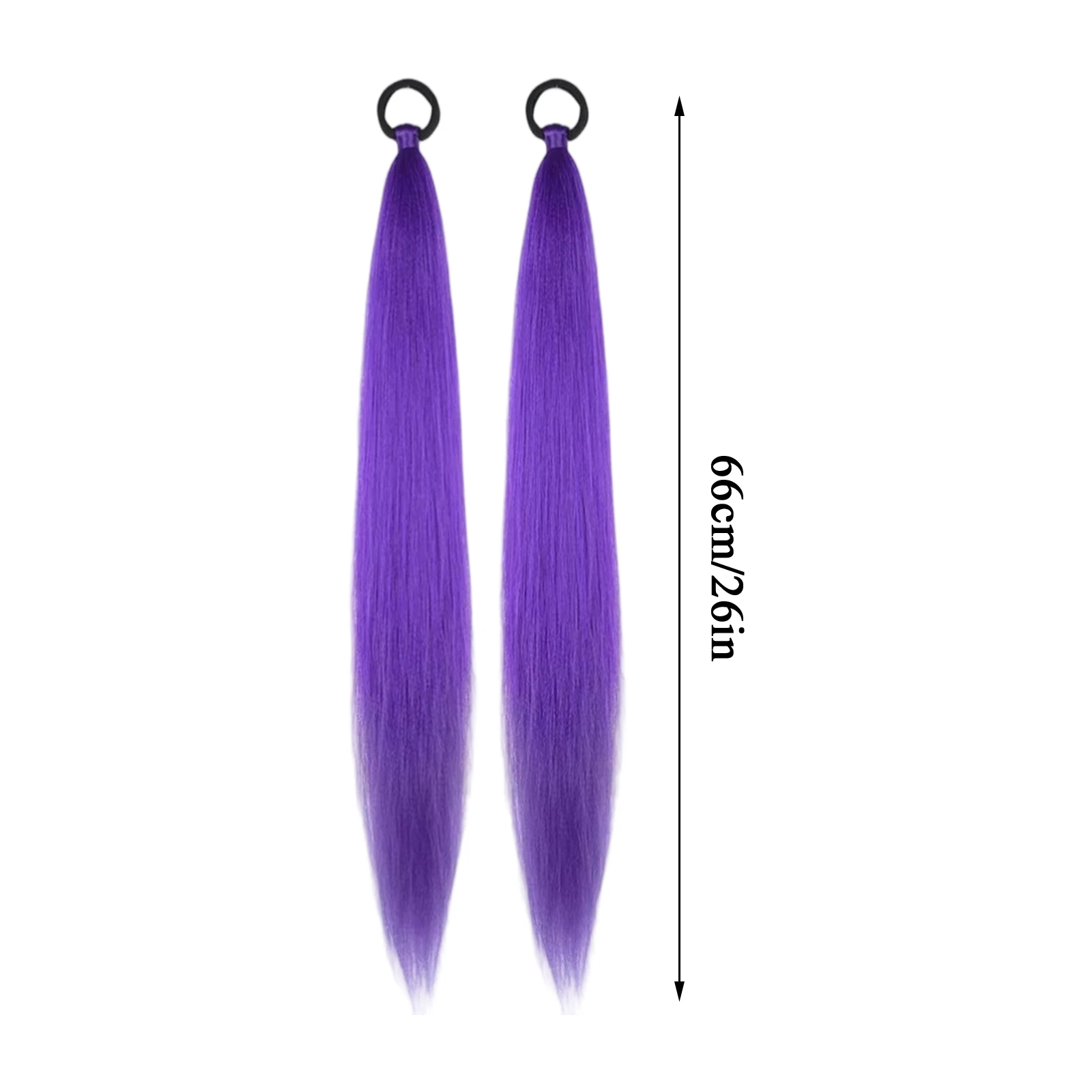 Extensión de cola de caballo sintética con lazo elástico, banda para el cabello de 26 ", cola de caballo de colores largos y rectos, accesorios de Cosplay para Halloween, 2 uds.