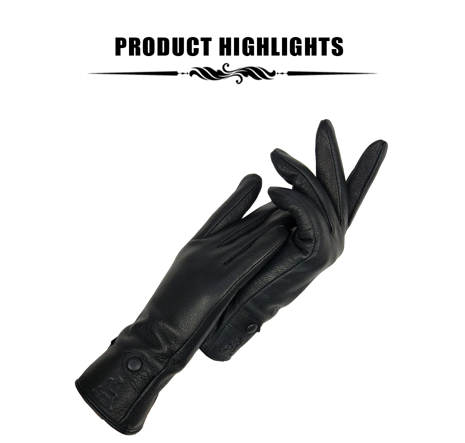 Women's Winter Leather Gloves Soft Lined High-Quality Deer Skin Touch Fastening Design Outdoor Warm Windproof Mittens