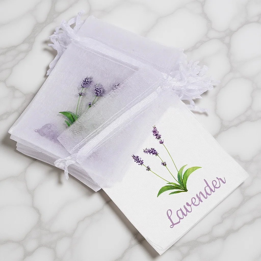 

20Pcs Lavender Sachets Empty Drawstring Bags Mesh Organza Pouches for Herbs Spices Storage Fragrance Sachet Bags