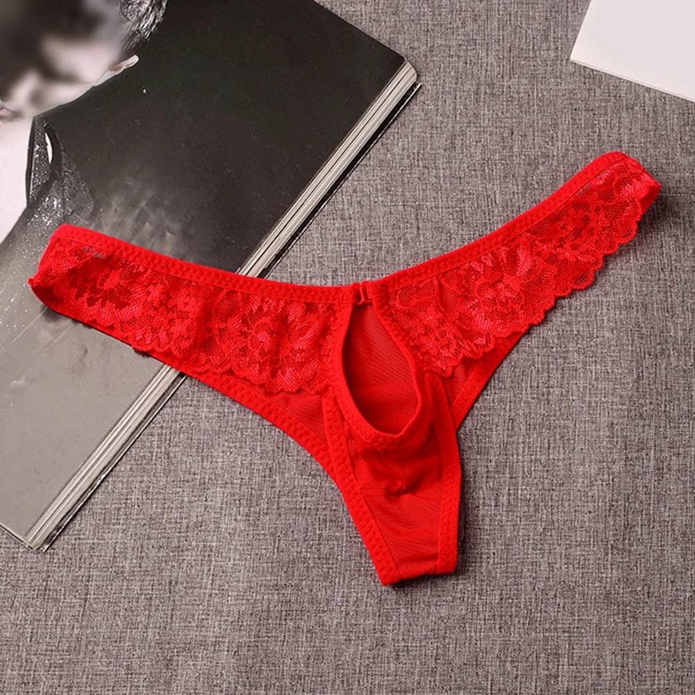 

Men Erotic Panties Ultra Thin Mesh See Through Thong Briefs Front Hole Panties Low-waisted Lift Buttocks G String Underpants
