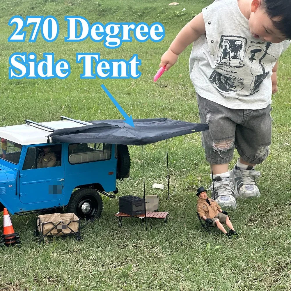 270 Degree Side Awning Tent customizable size RC Scale Model Decor Parts Universal for 1/10 1/8 Crawler Roof Rack Accessories
