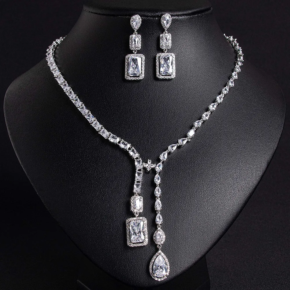 HIBRIDE Temperament not collision models dazzling necklace earrings set women's accessories wedding party dress jewellery S-371
