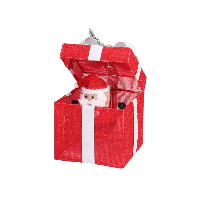 

12in Motorized Pop-up Gift Box with Santa, Outdoor Christmas Decor, Motor & 60 LED Lights for Holiday Displays