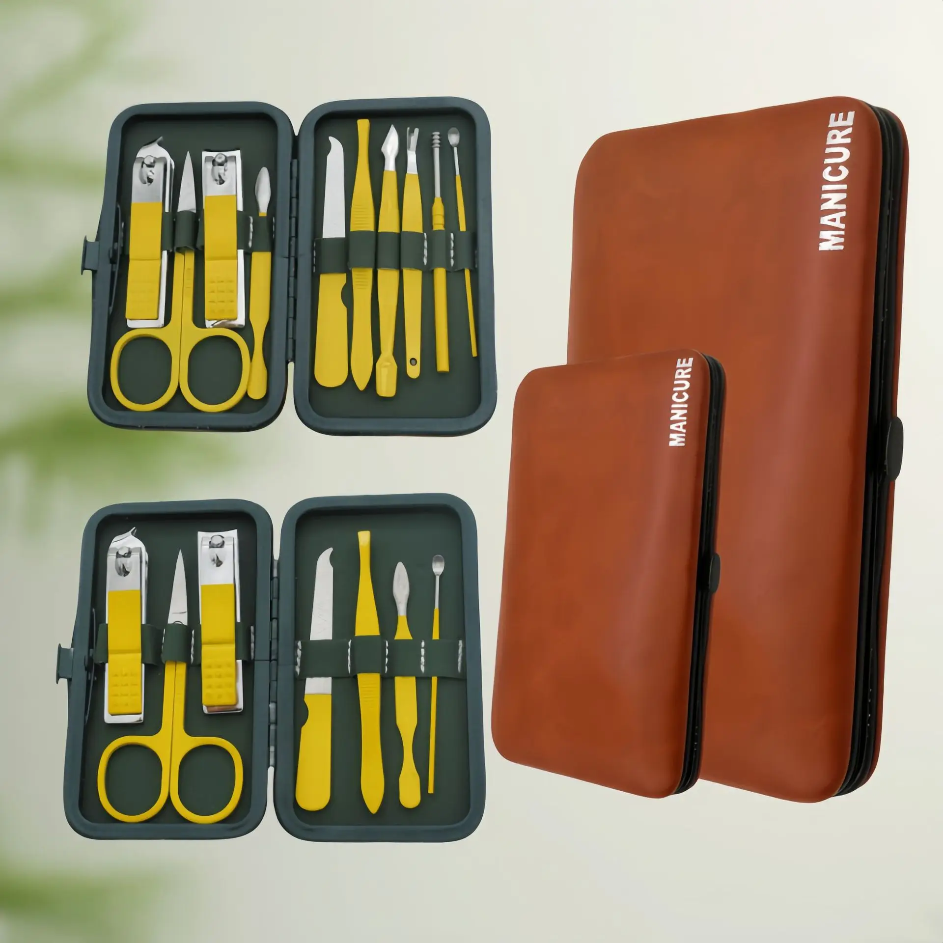 7-19 ชิ้นสแตนเลสสตีลแต่งเล็บชุดกรรไกรตัดเล็บมืออาชีพชุดกระเป๋าเดินทางรวมถึงตะไบเล็บและเครื่องมือกรูมมิ่ง