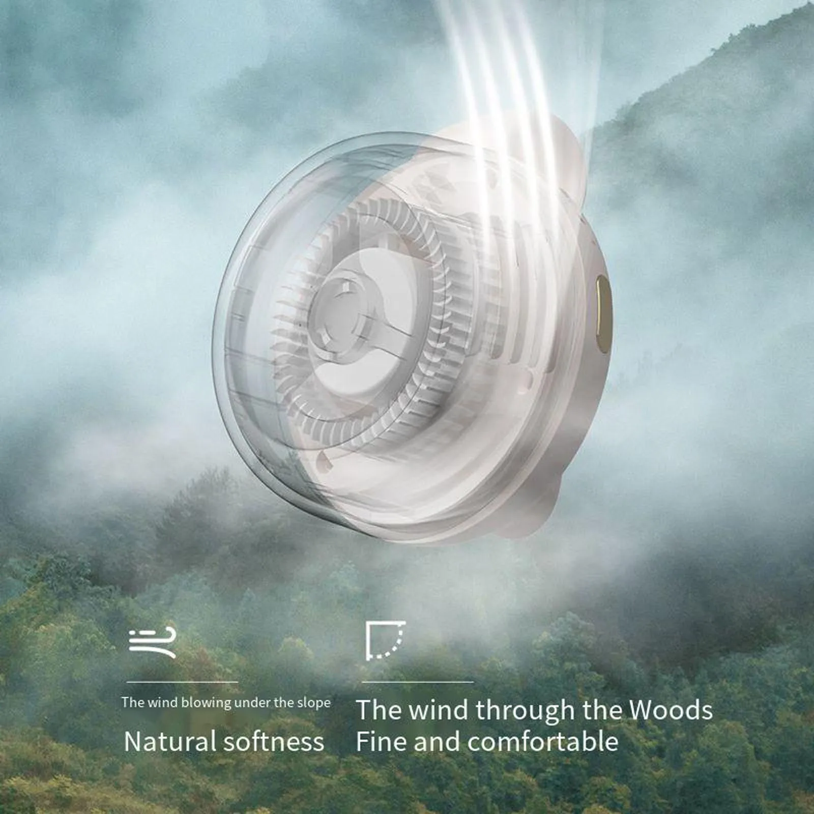 Mini 360° Rotating Waist Fan USB Charging Portable Silent Electric Cooling Fan Adjustable 3-speed For Outdoor Camping Hiking