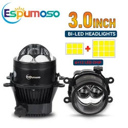 3 Inch Led Projector Universal Headlights Fog Lights for Vehicles Laser Lenses Three Color Spotlights For Bmw Benz Toyota Nissan