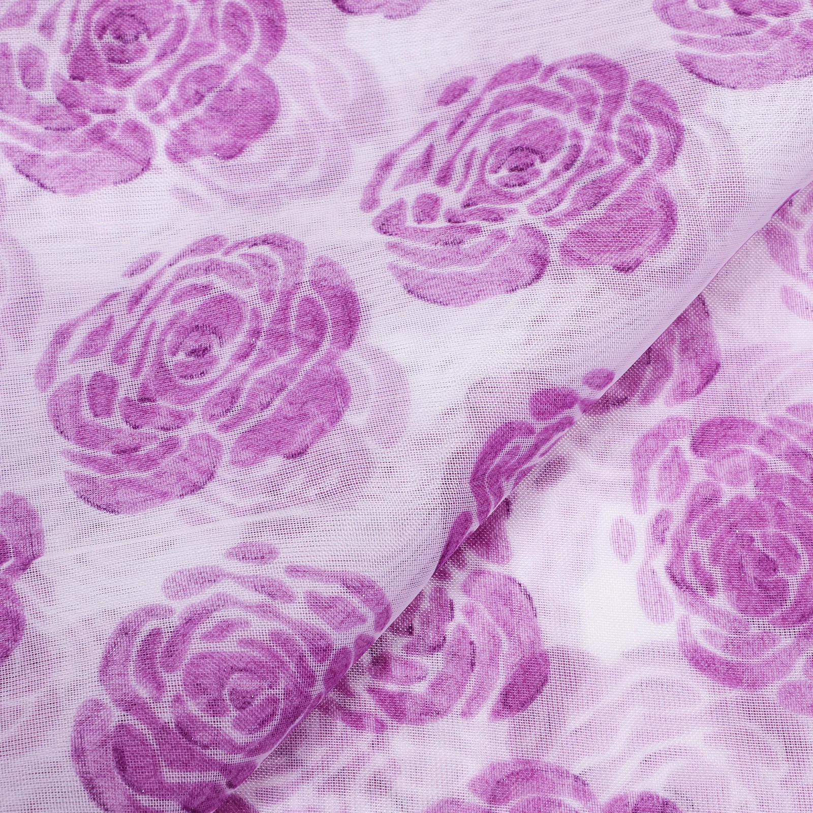 

200x100cm Rose Flower Printed Sheer Curtain Panels Elegant Home Decoration Voile Window Tulle Privacy Sunlight Filter Purple