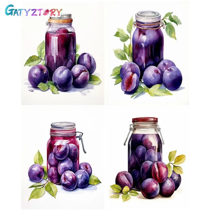 

GATYZTORY Frame Diy pictures by numbers for adults Zero-based painting Fruits Canvas Acrylic paints Drawing paint