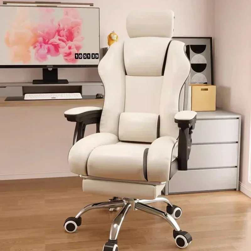 Girl Pink Gamer Chair Computer Home Swivel Youth Leisure Salon Office Chair Beauty Foot Rest