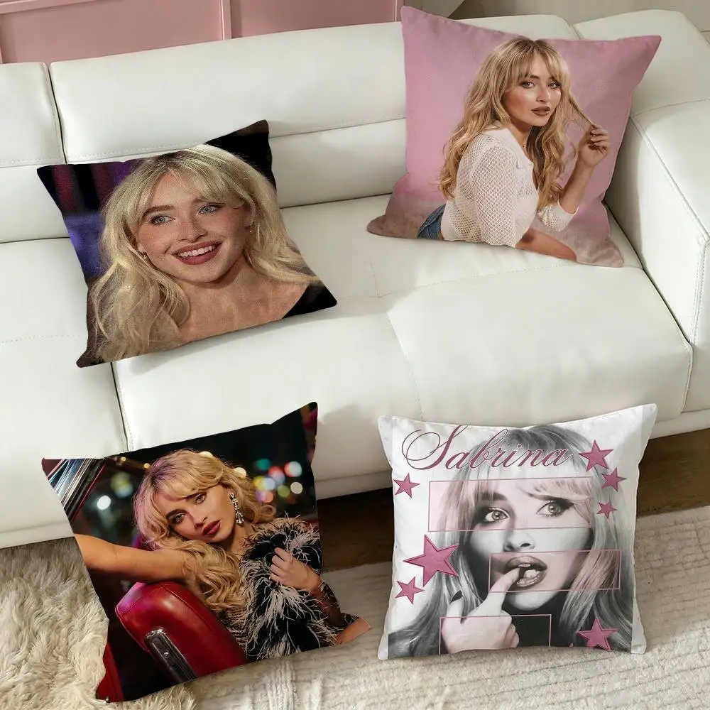 Singer Sabrina S Carpenter  Square Double-Sided printed Pillow Case Bedroom Bedside Pillow Sofa Cushion Cover