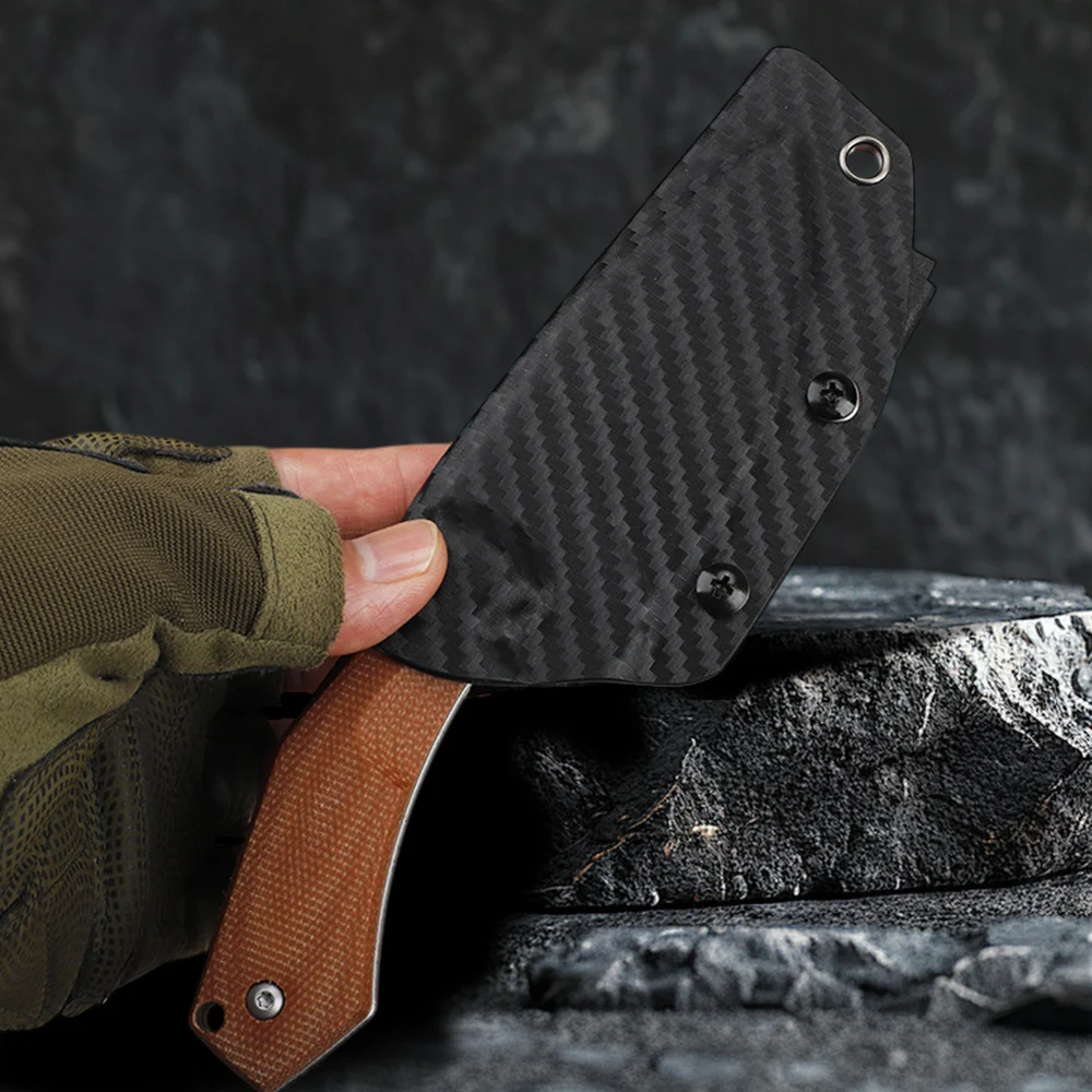 FREETIGER DC53 Fixed Blade Knife with Micarta Handle Camping Knife for Hunting Hunting Bushcraft Knives with Kydex Sheath