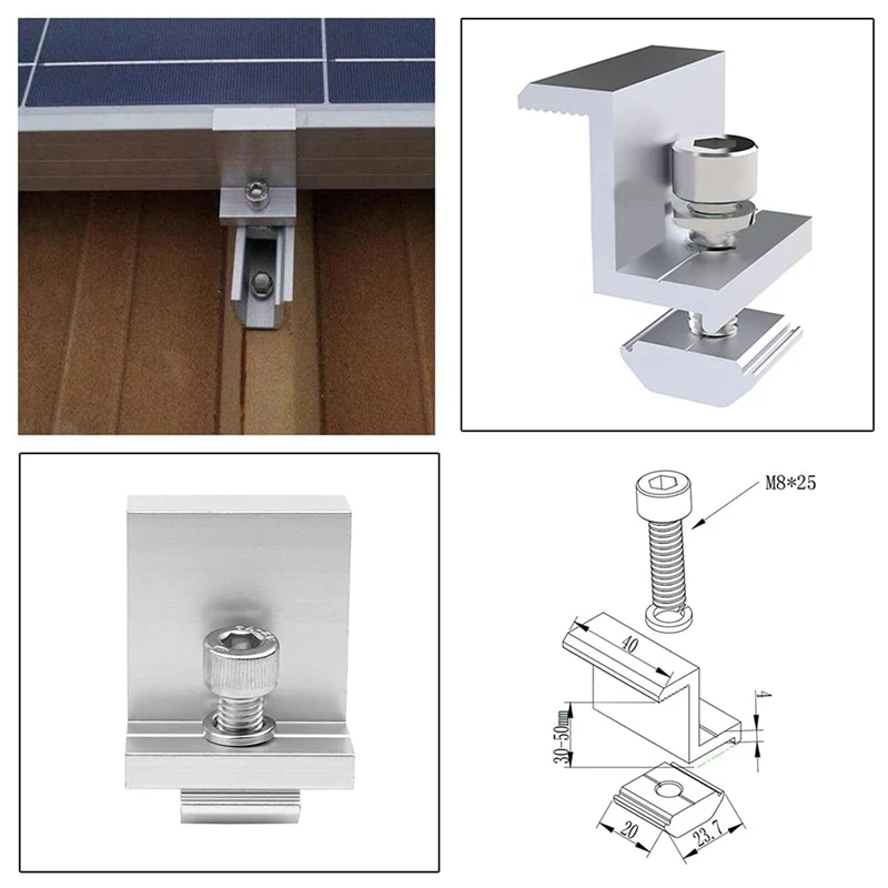 TOP 8 Pieces Solar Panel Bracket Are Adjustable, Solar Mounting, Trapezoidal Sheet For Roof, RV, Bed, Camping